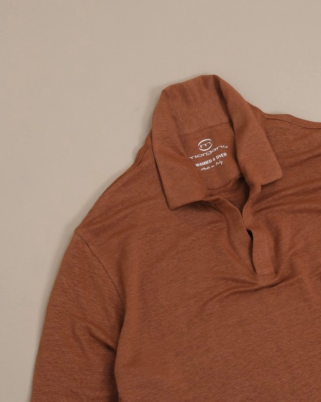 Warm Tobacco Linen Short-Sleeve Polo