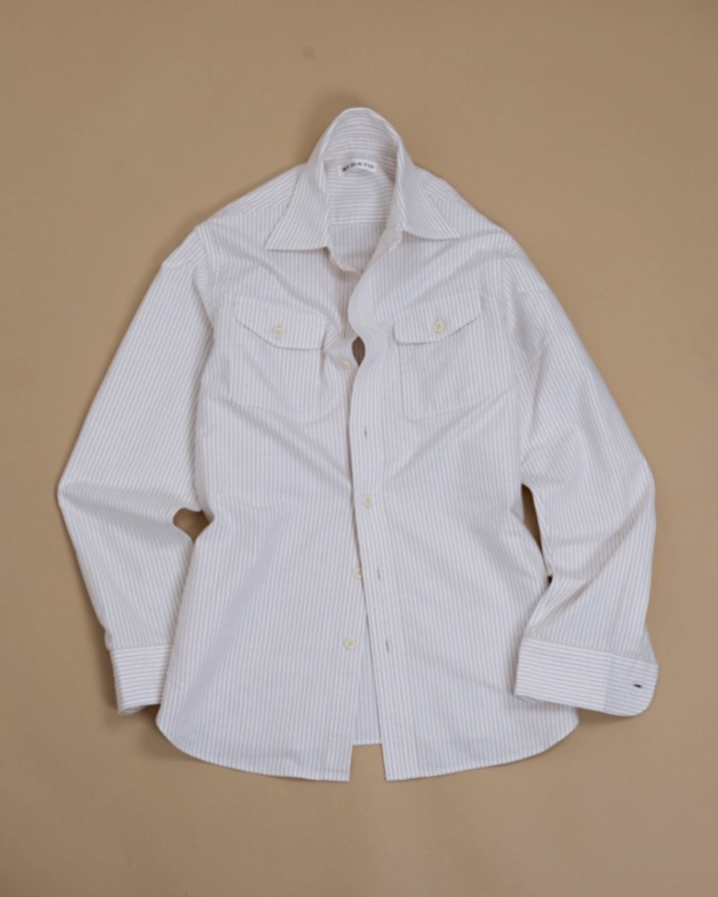 White/Beige Bengal Stripe "R" Shirt