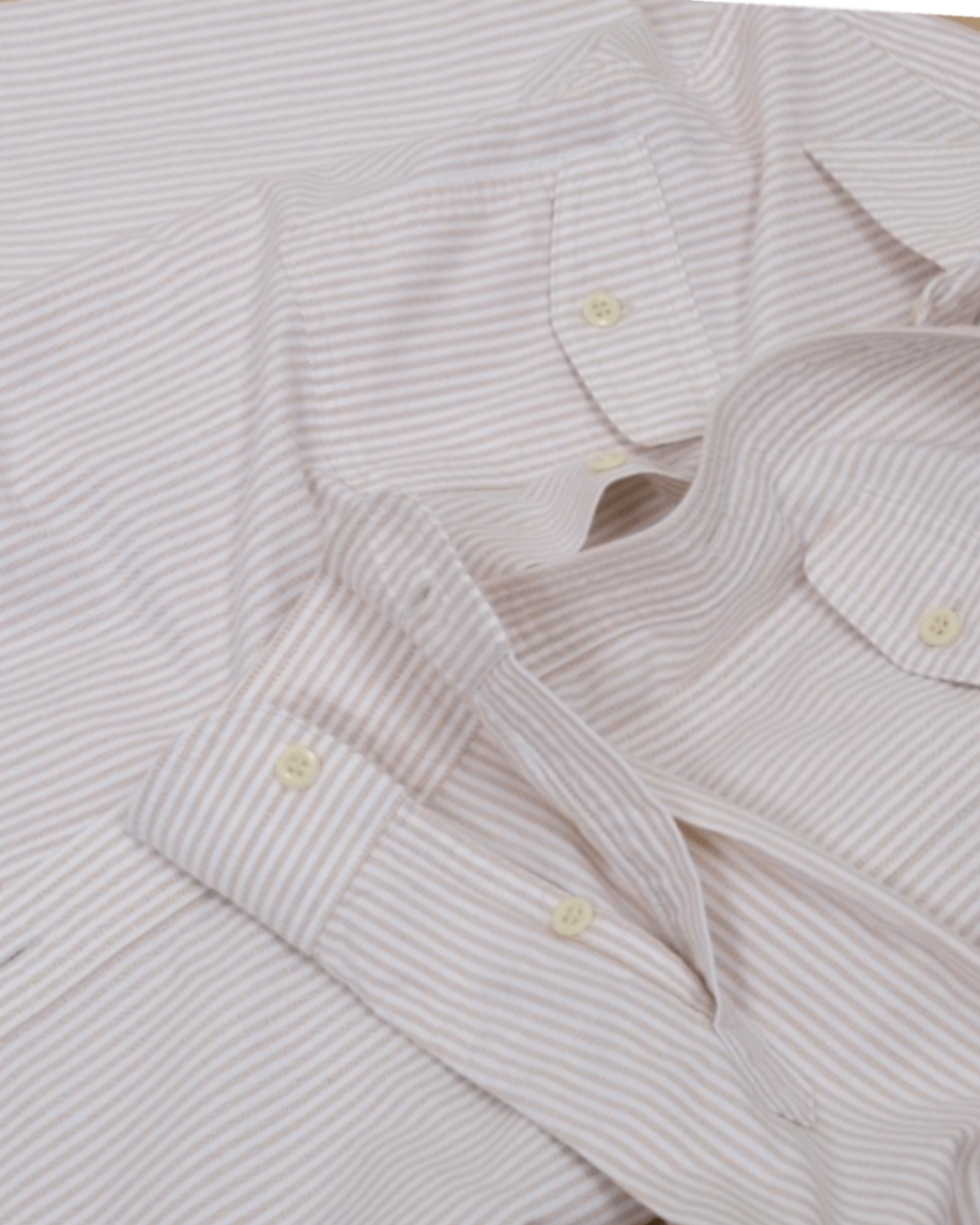 White/Beige Bengal Stripe "R" Shirt