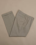 Khaki Pleated Cotton Blend Trousers