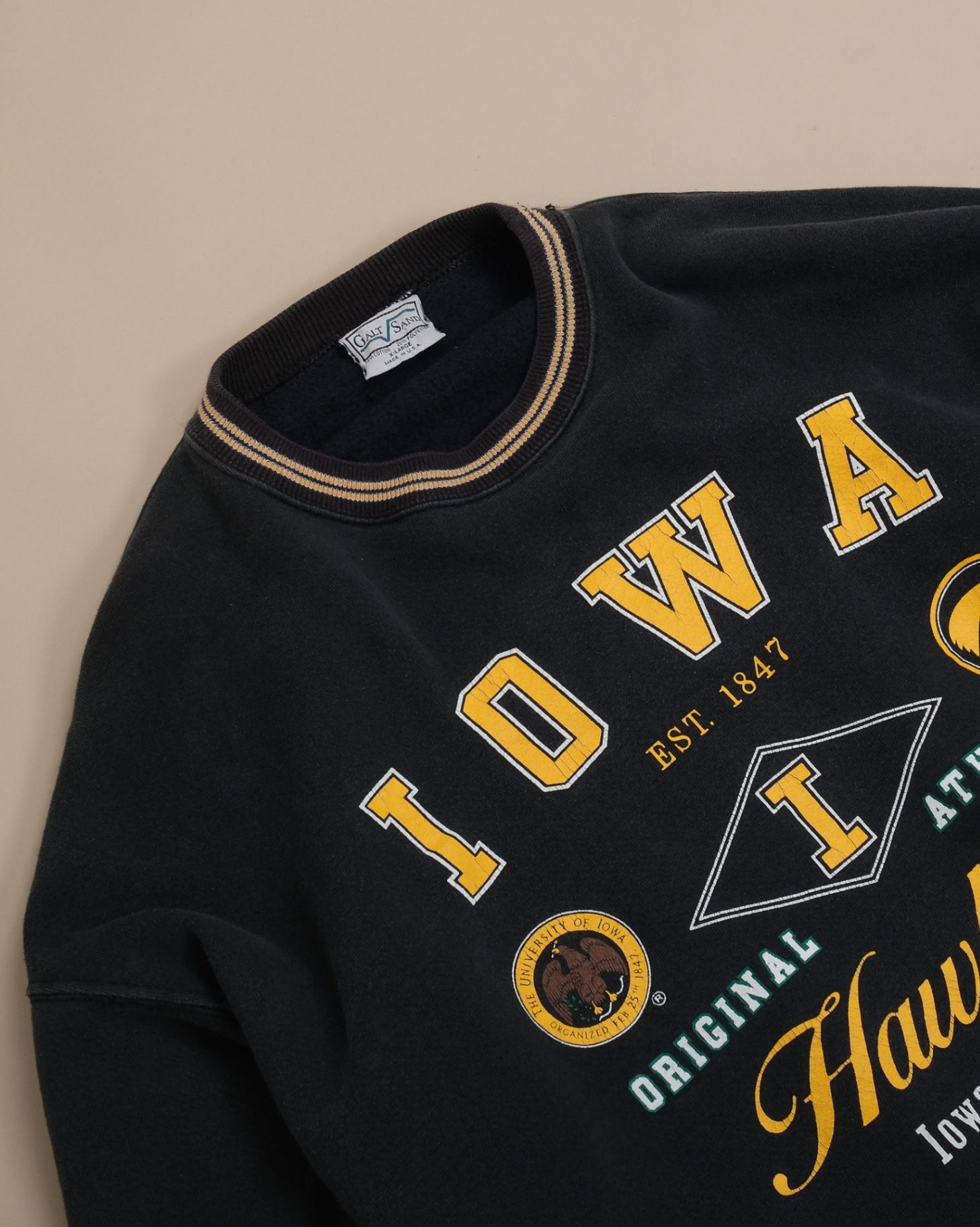 Faded Black Jersey Crewneck, Made in USA