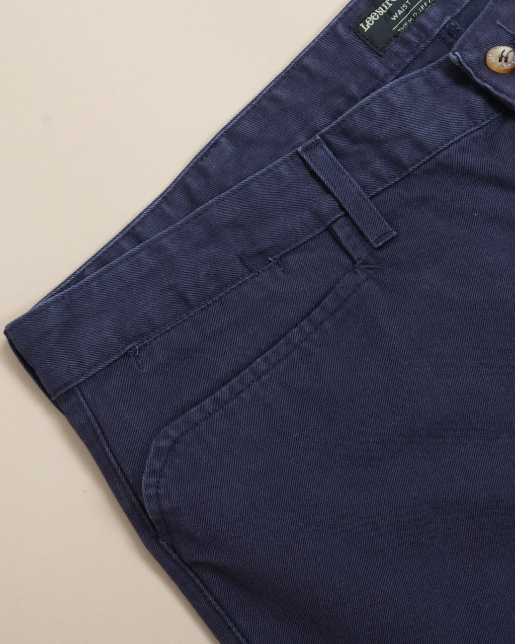 Navy Cotton Twill French Pocket High-Rise Trousers