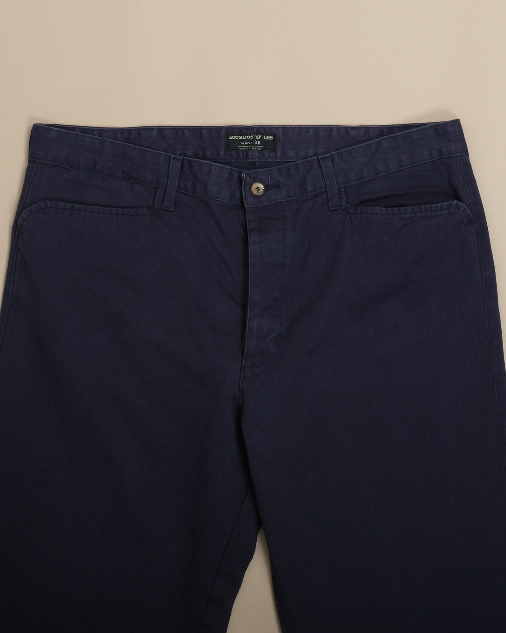 Navy Cotton Twill French Pocket High-Rise Trousers