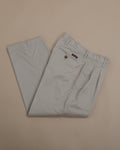 Beige Cotton Twill High-Rise Pleated Trousers