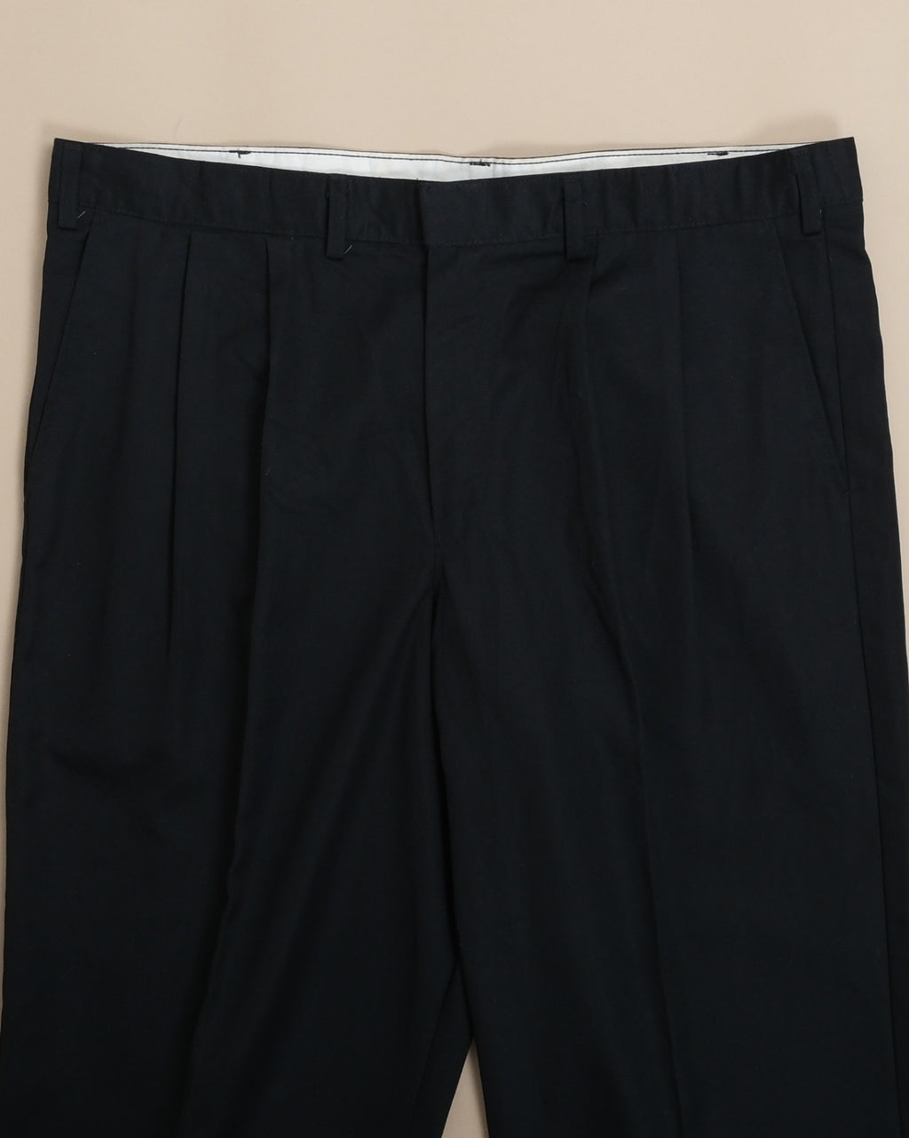 Black Twill High-Rise Pleated Trousers