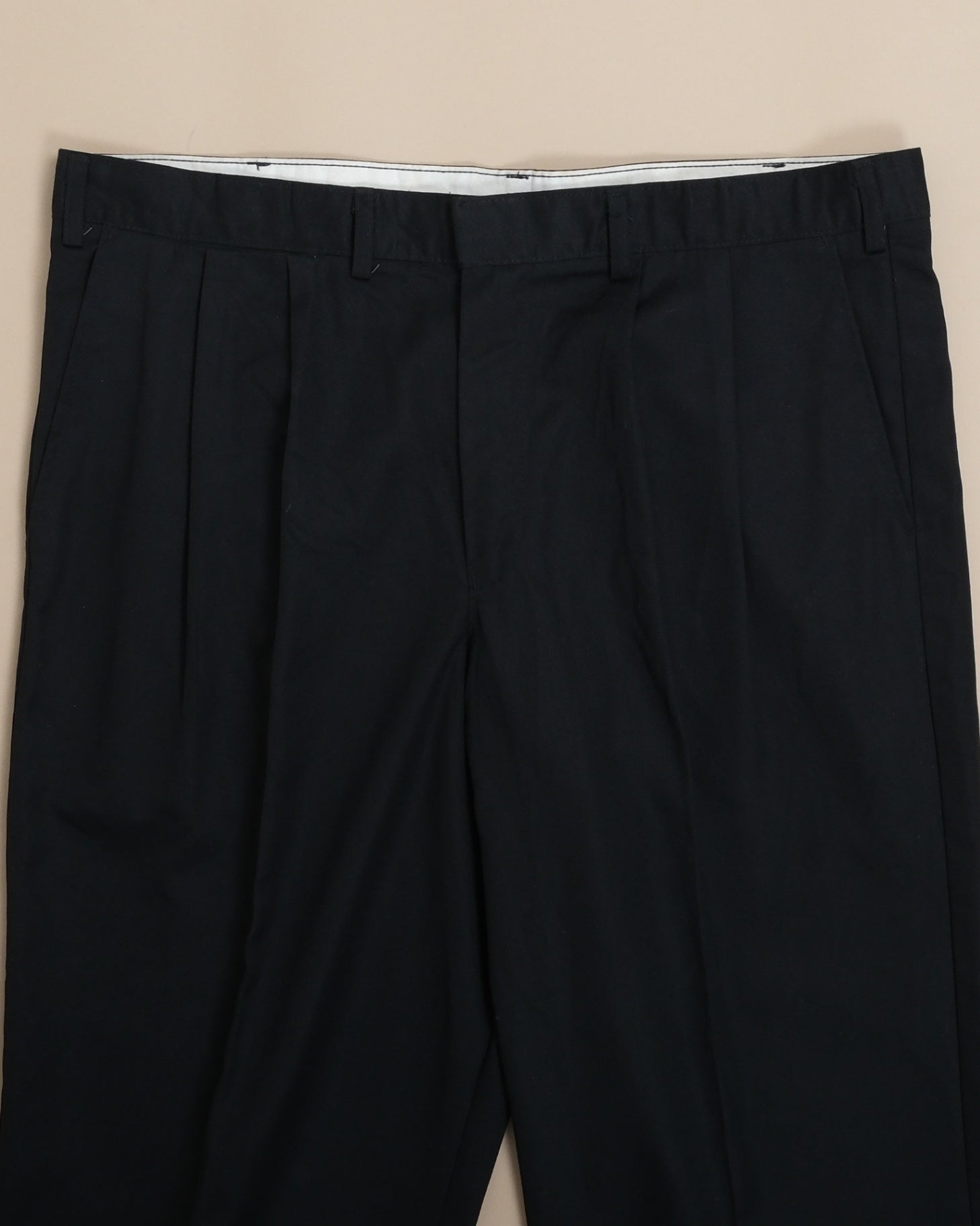 Black Twill High-Rise Pleated Trousers