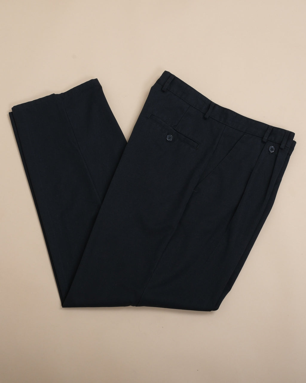 Black Twill High-Rise Pleated Trousers