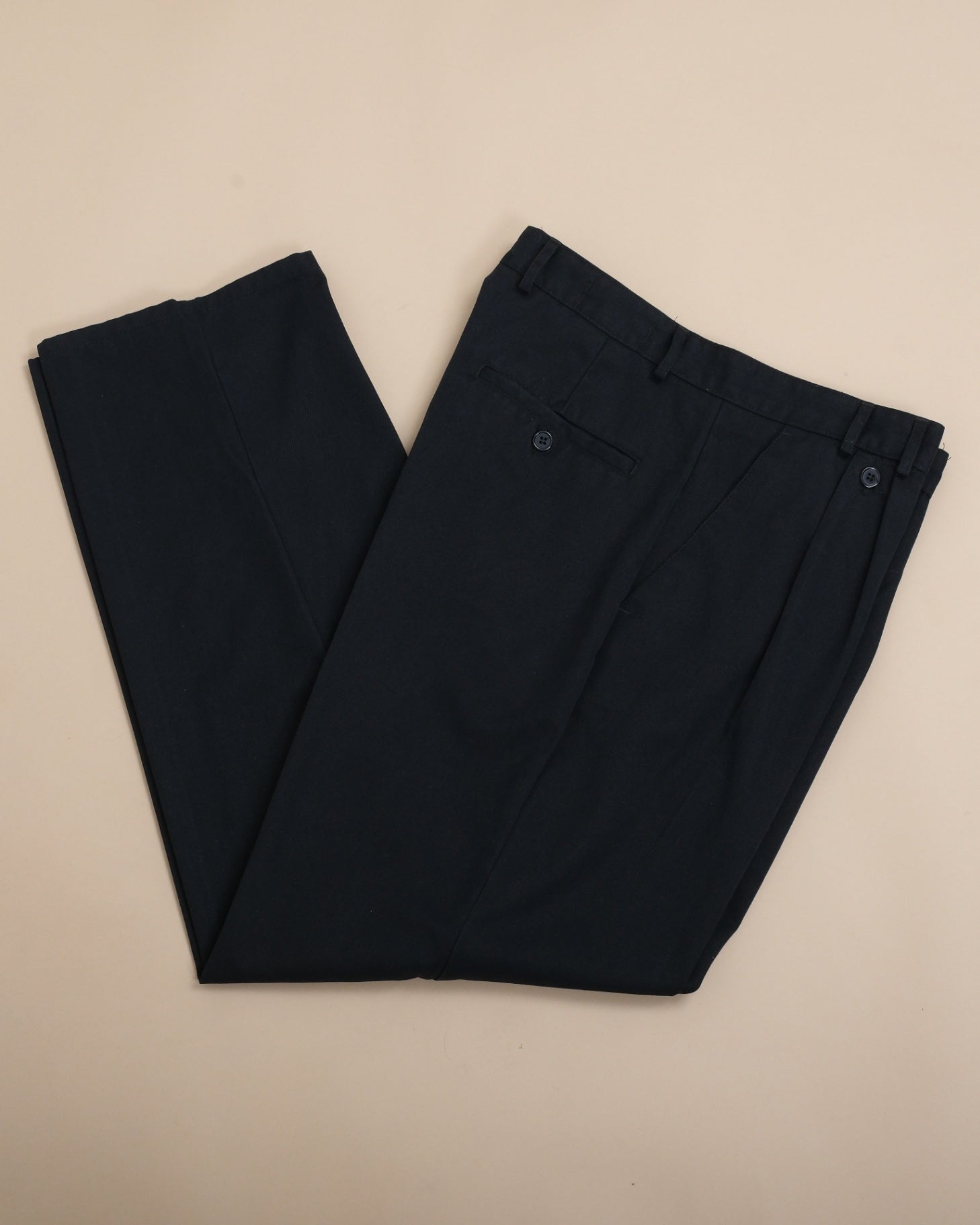 Black Twill High-Rise Pleated Trousers