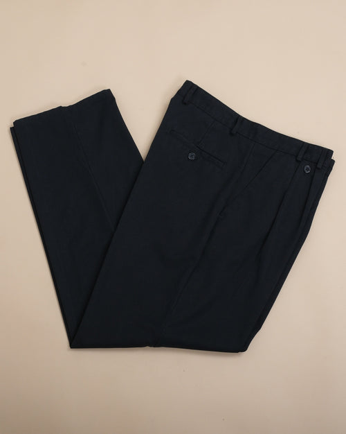 Black Twill High-Rise Pleated Trousers