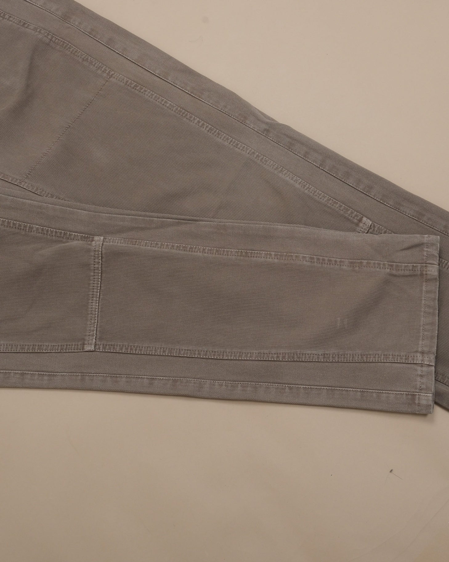 Stone Cotton Canvas Double-Knee 5-Pocket Trousers