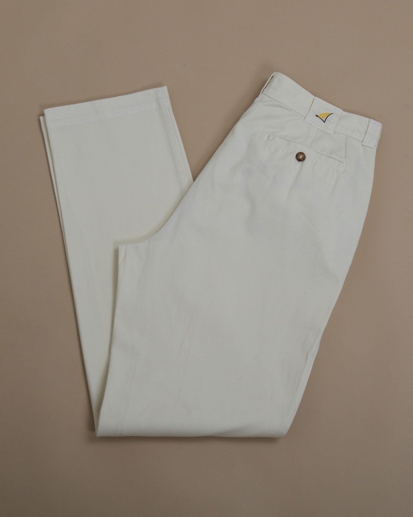 Ivory Cotton Twill High-Rise Slacks