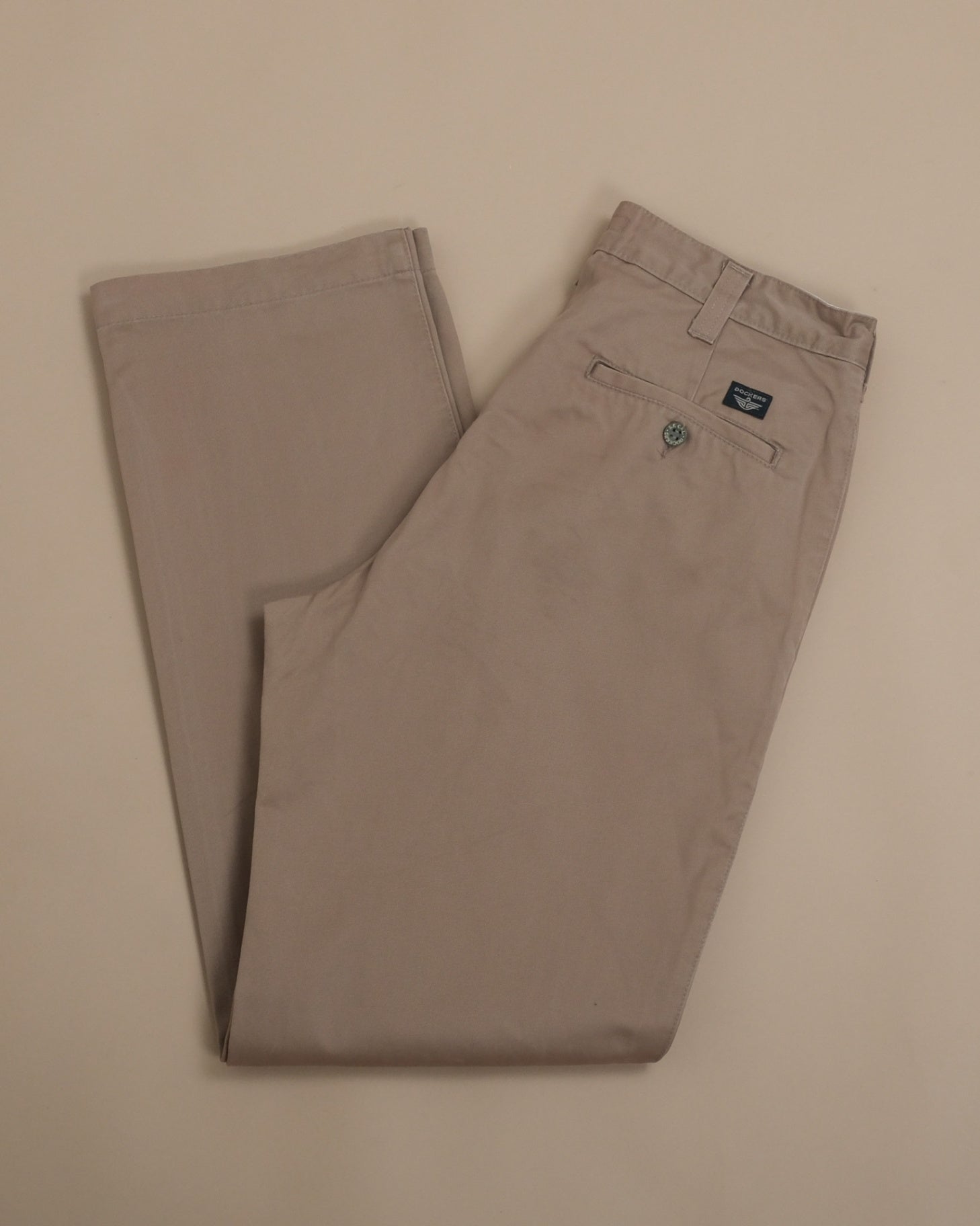Dark Khaki Cotton Twill High-Rise Slacks