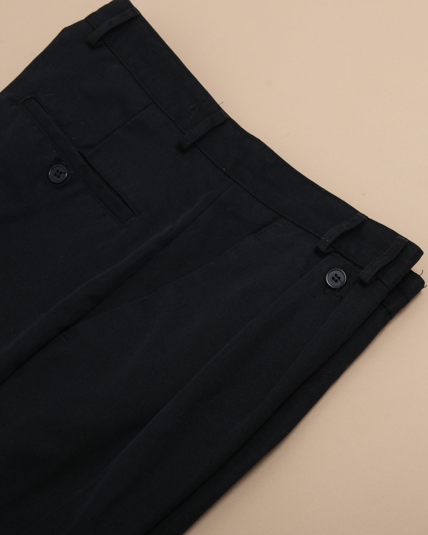 Black Twill High-Rise Pleated Trousers