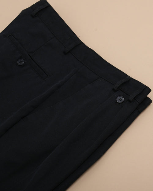 Black Twill High-Rise Pleated Trousers