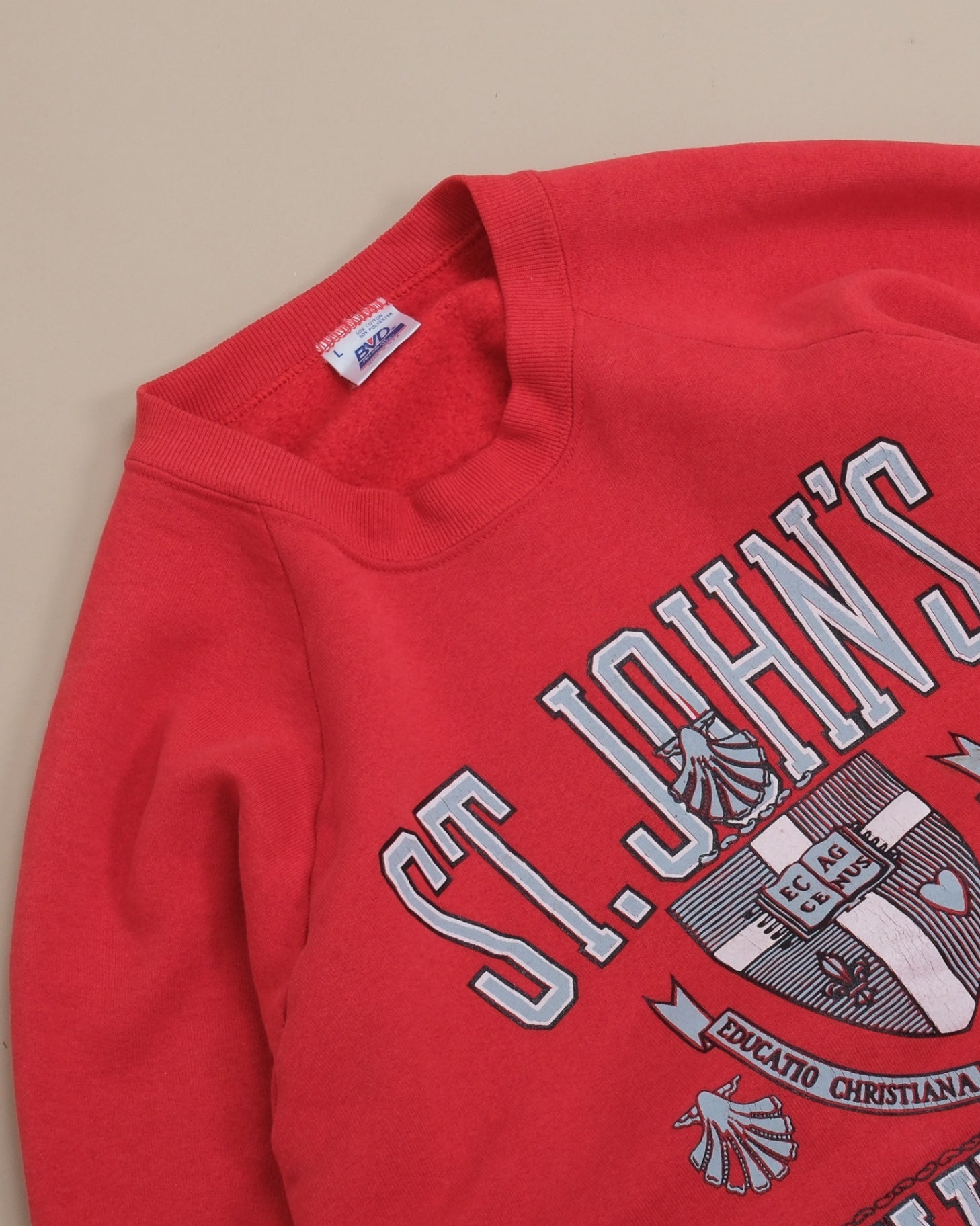 Red Raglan Jersey Crewneck, Made in USA