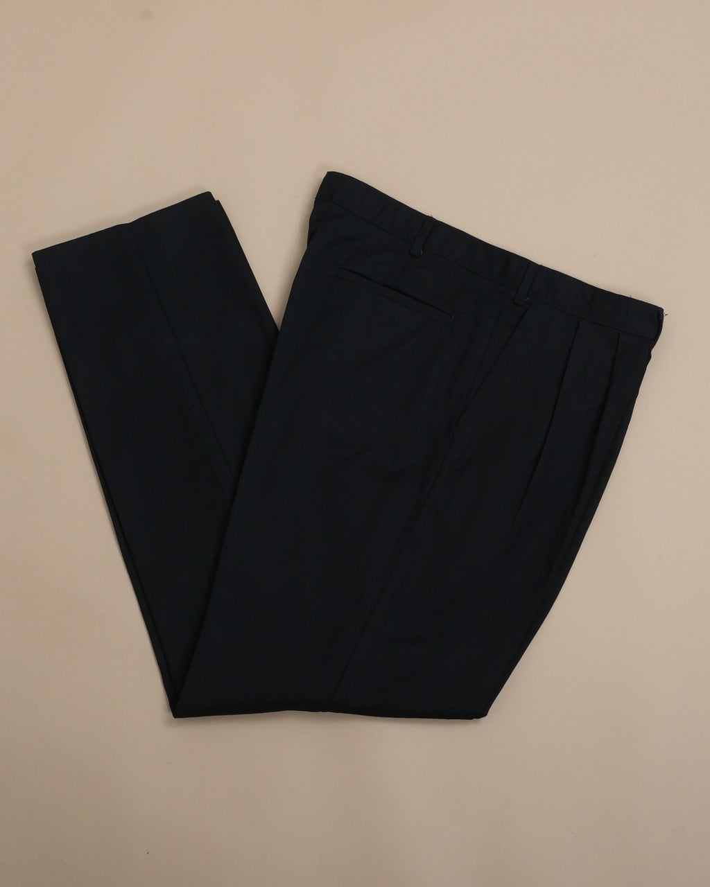 Black Twill High-Rise Pleated Trousers