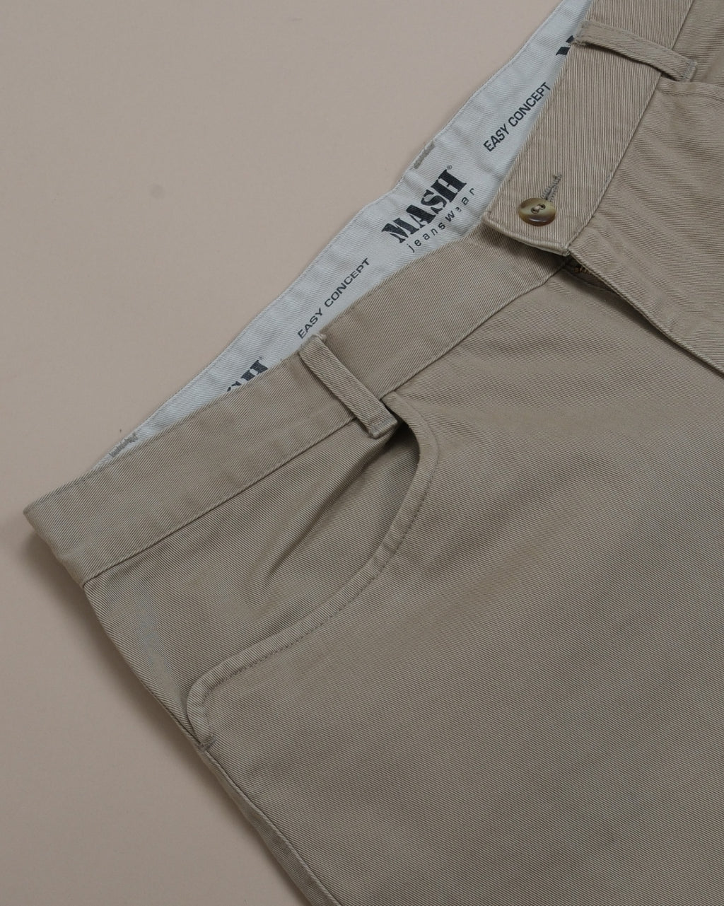 Khaki Cotton Twill High-Rise French Pocket Trousers