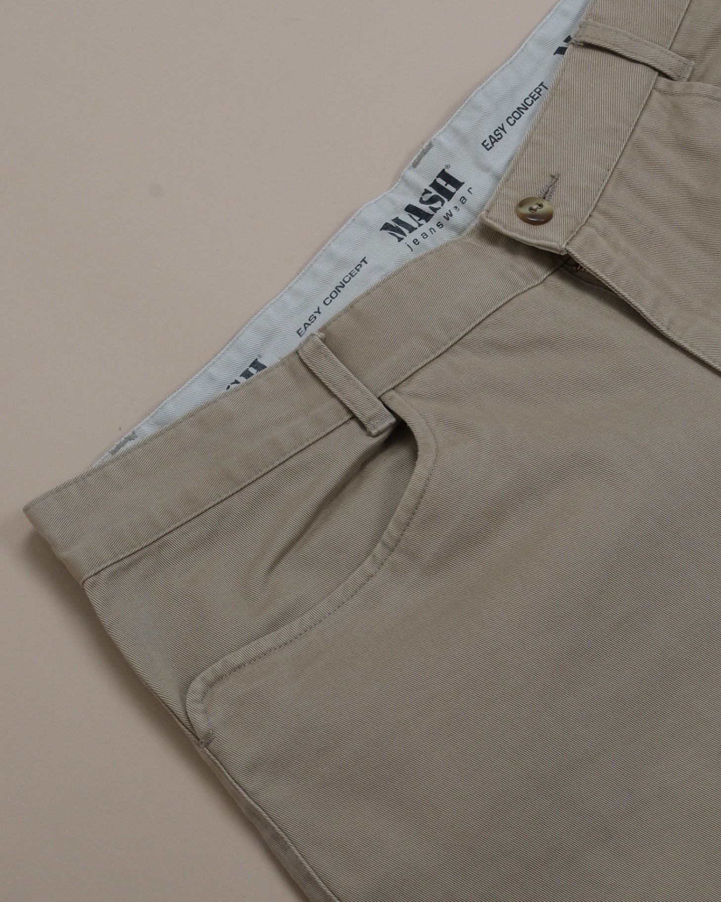 Khaki Cotton Twill High-Rise French Pocket Trousers