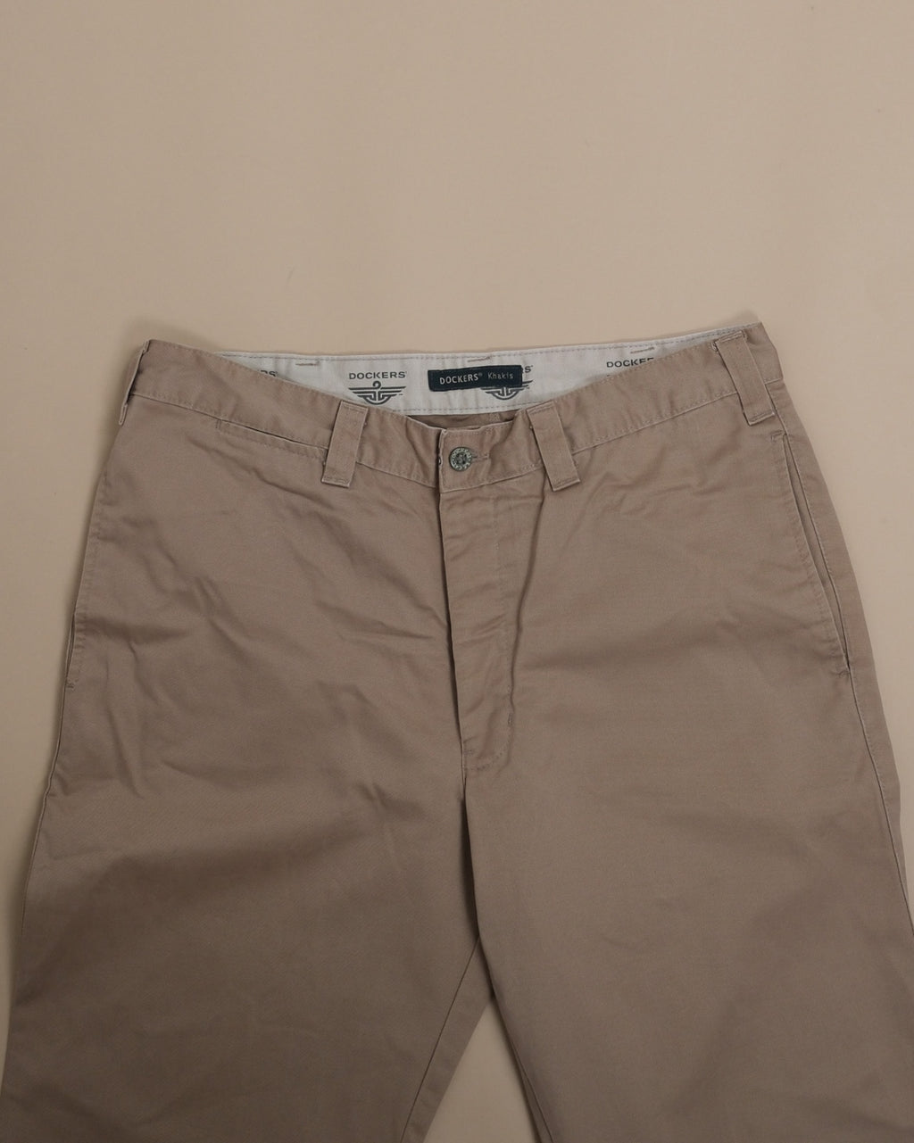 Dark Khaki Cotton Twill High-Rise Slacks