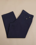 Navy Cotton Twill French Pocket High-Rise Trousers