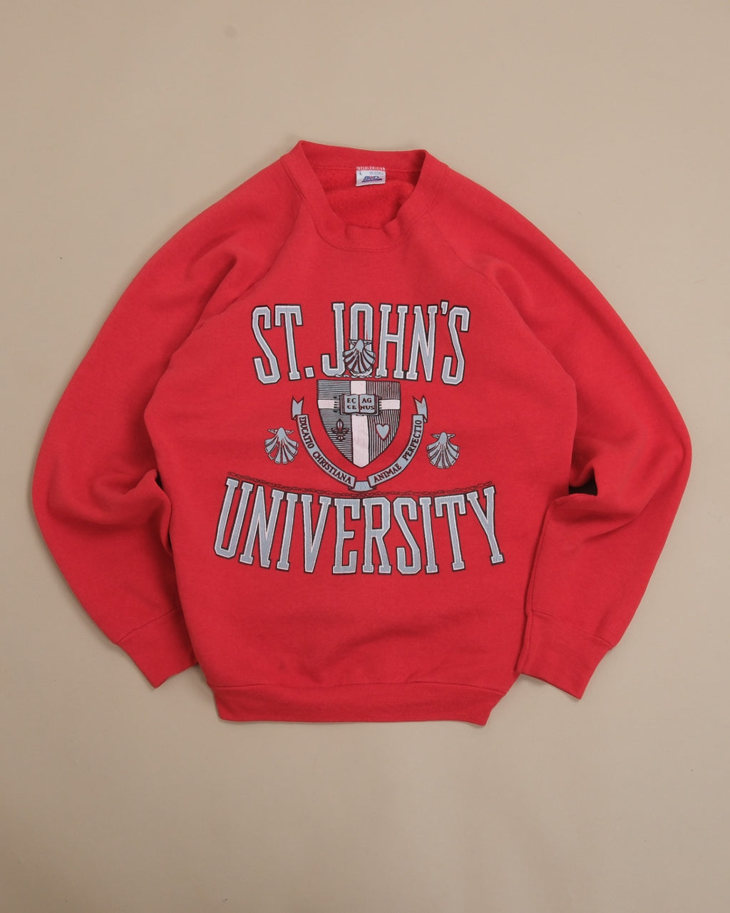 Red Raglan Jersey Crewneck, Made in USA