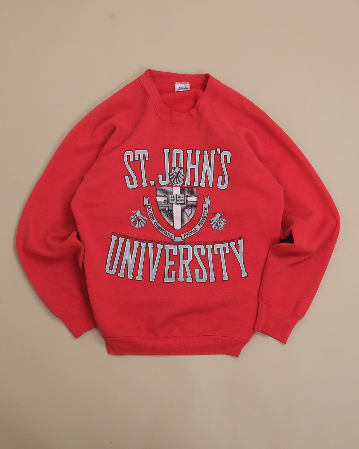 Red Raglan Jersey Crewneck, Made in USA