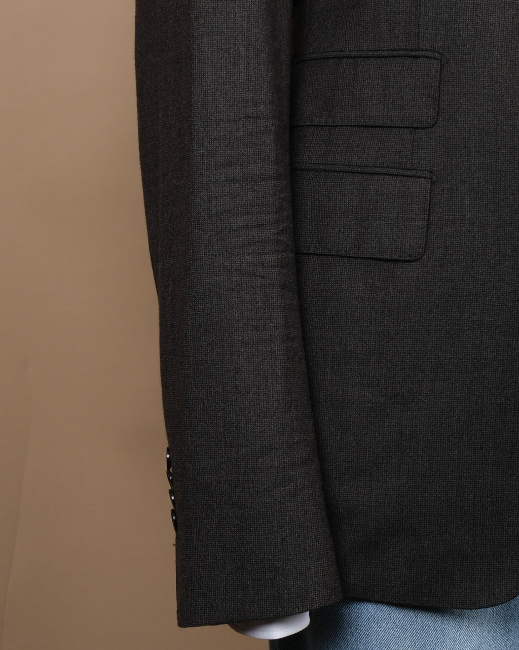 Brown/Grey Mini Check Virgin Wool Sports Jacket