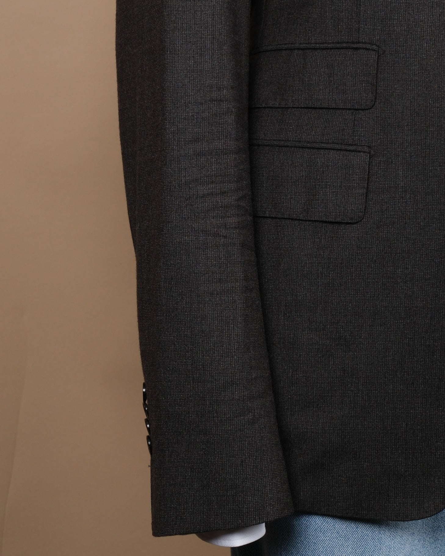 Brown/Grey Mini Check Virgin Wool Sports Jacket