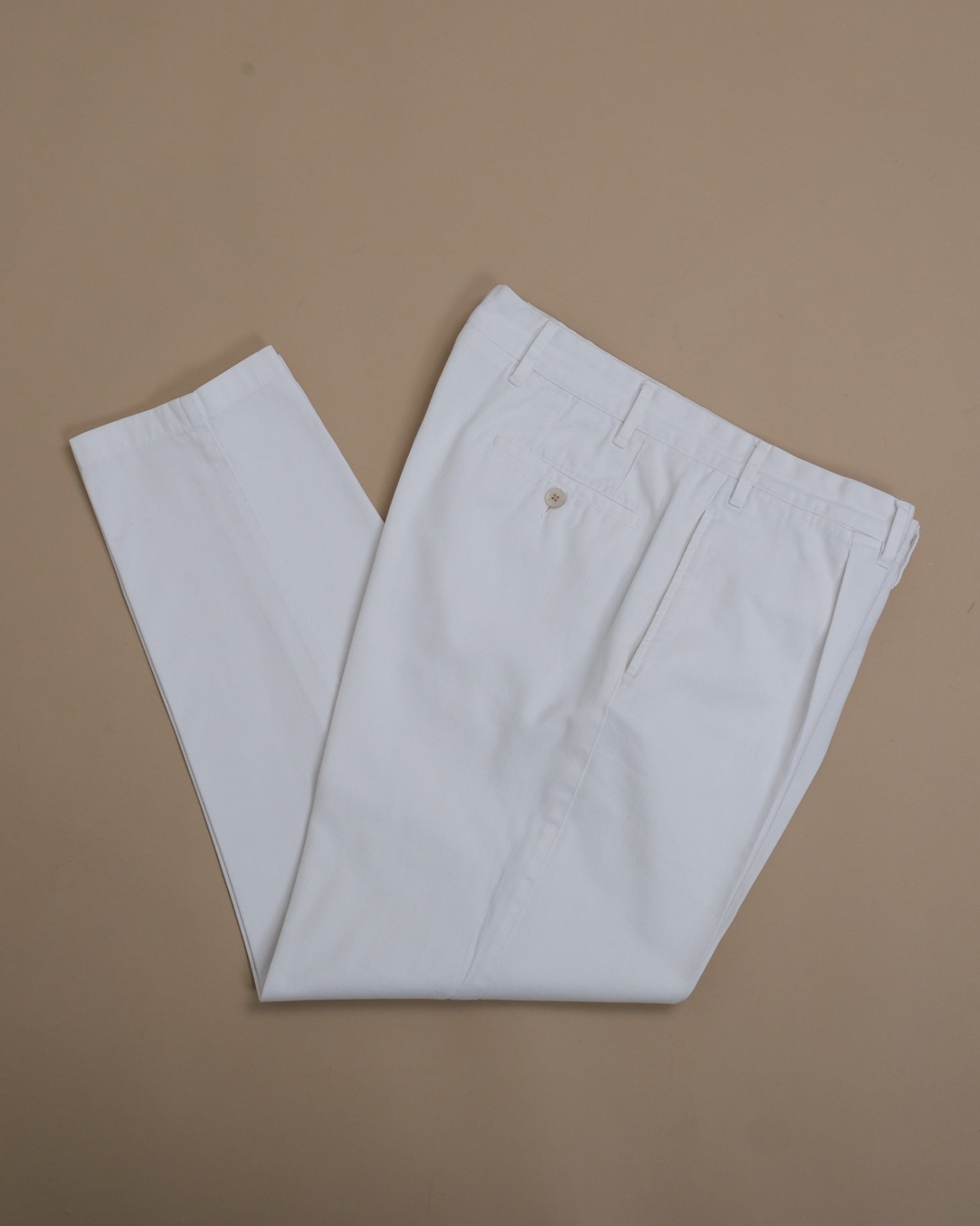 White Cotton Twill Trousers