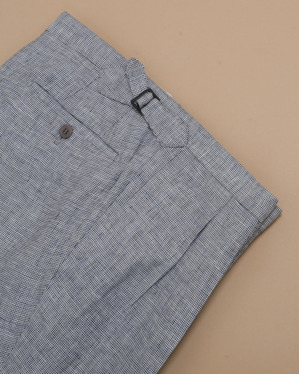 Navy/White High-Rise Linen Trousers