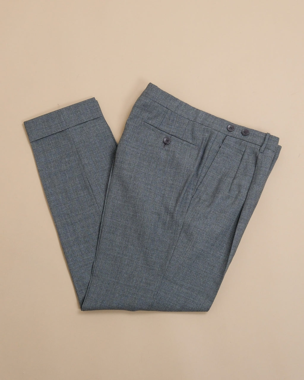 Grey High Twist Virgin Wool Trousers