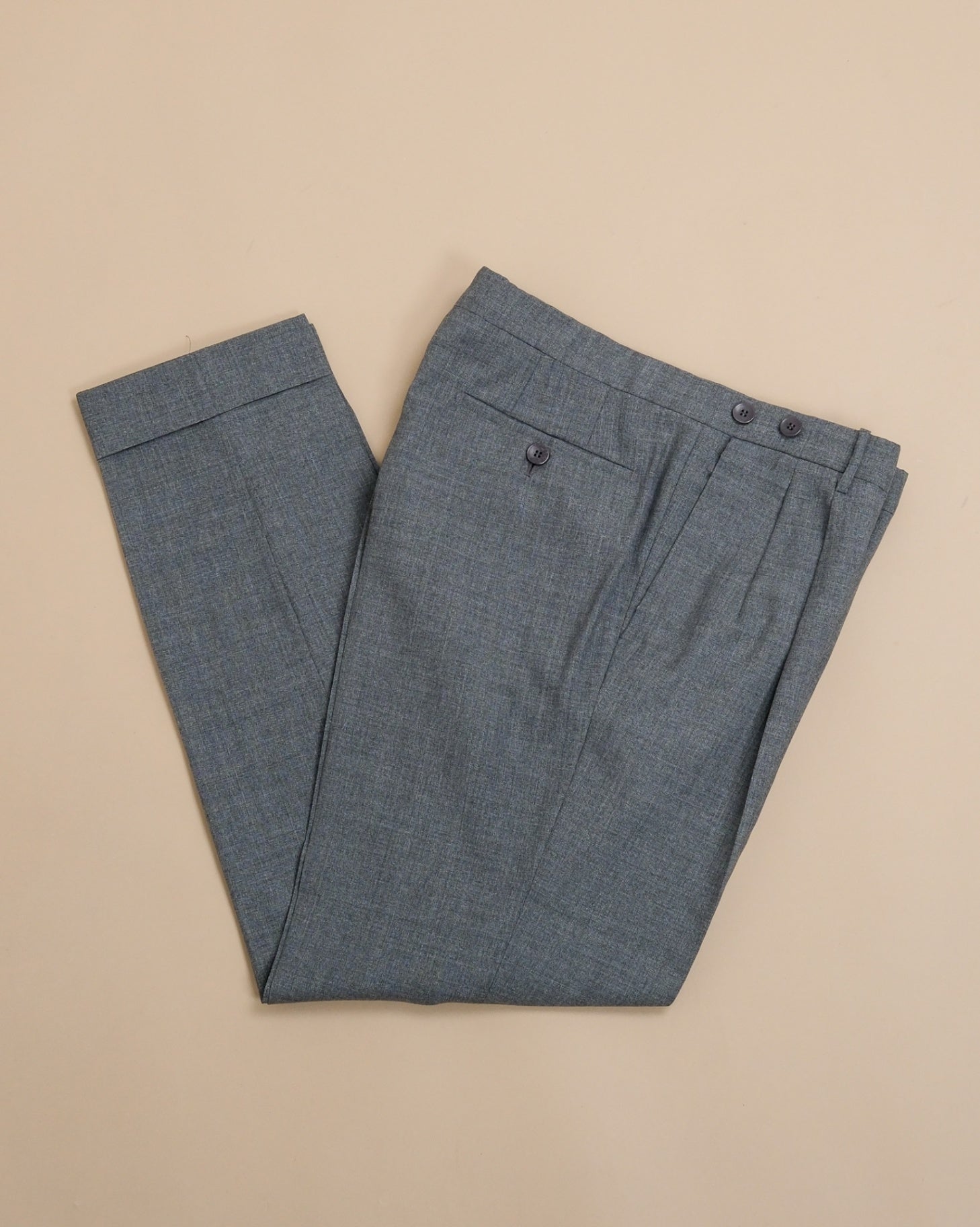 Grey High Twist Virgin Wool Trousers