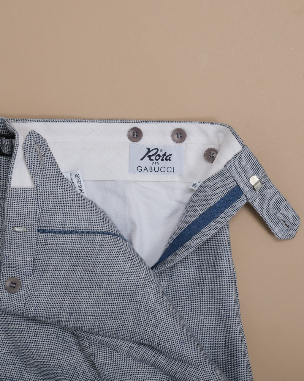 Navy/White High-Rise Linen Trousers