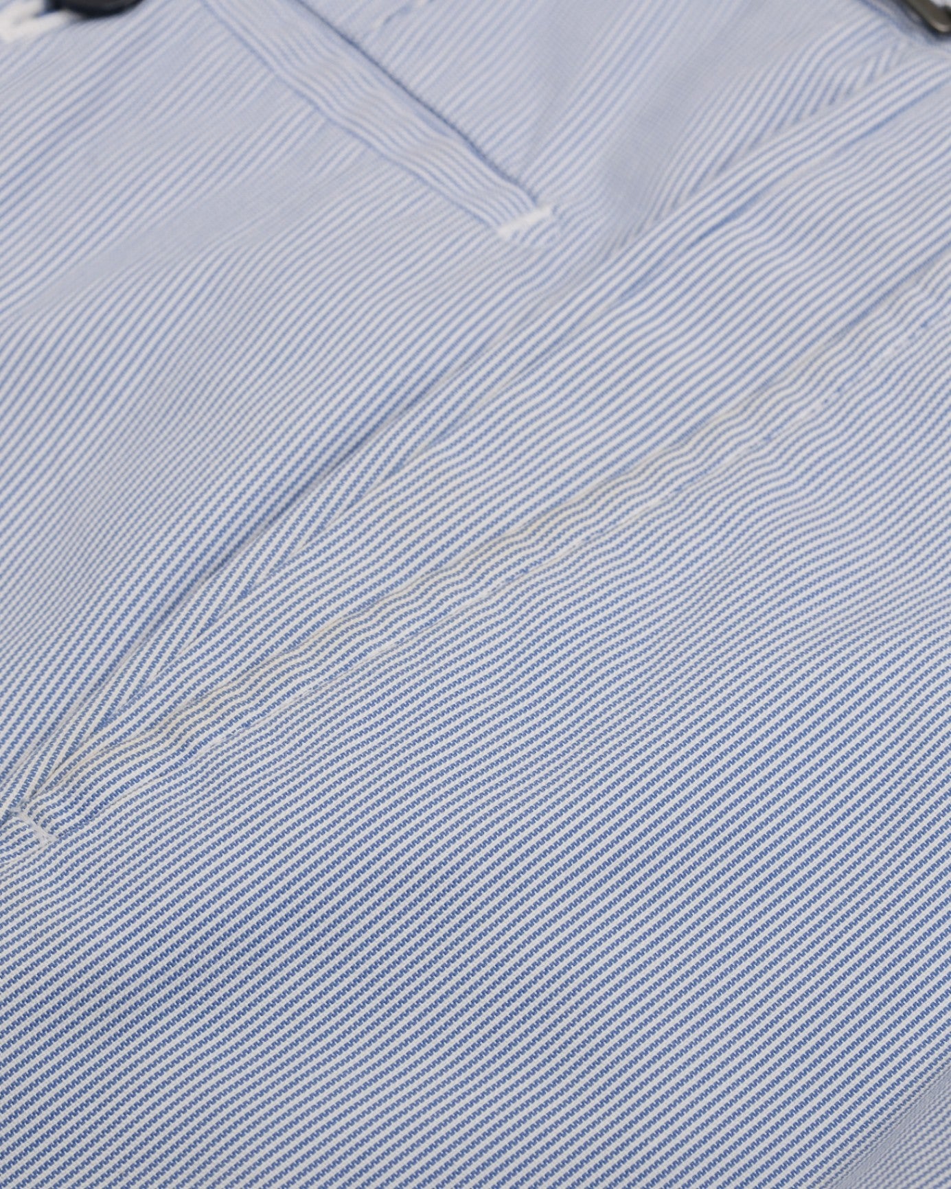 Blue Pinstripe Pleated Cotton Trousers