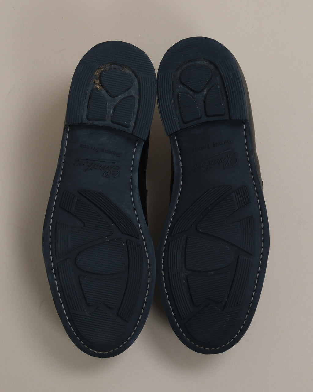 Black Leather Split-Toe Penny Loafers