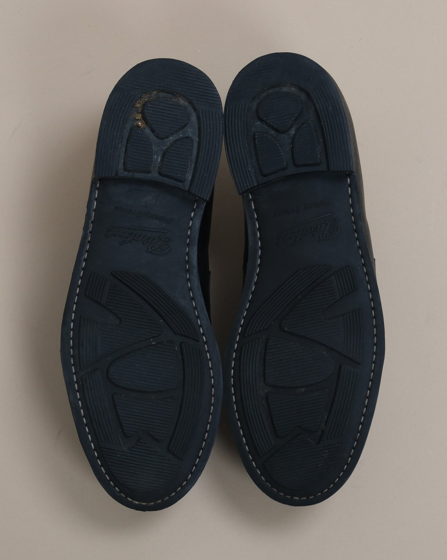 Black Leather Split-Toe Penny Loafers