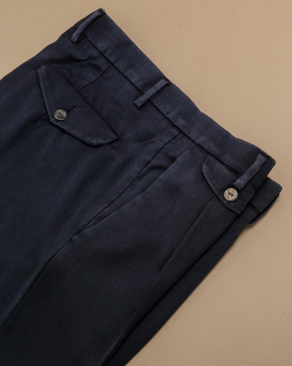 Navy Washed Wool Trousers