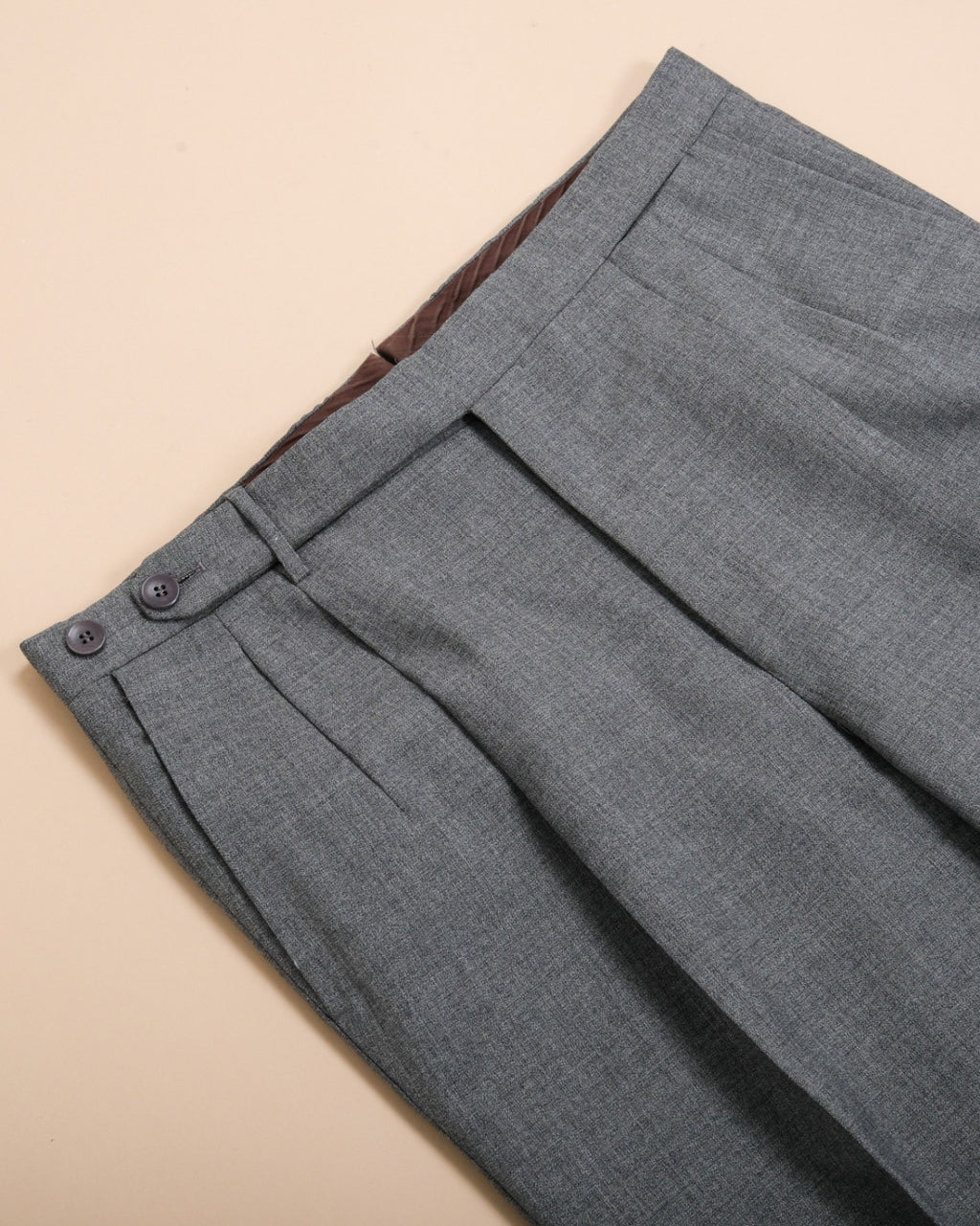 Grey High Twist Virgin Wool Trousers