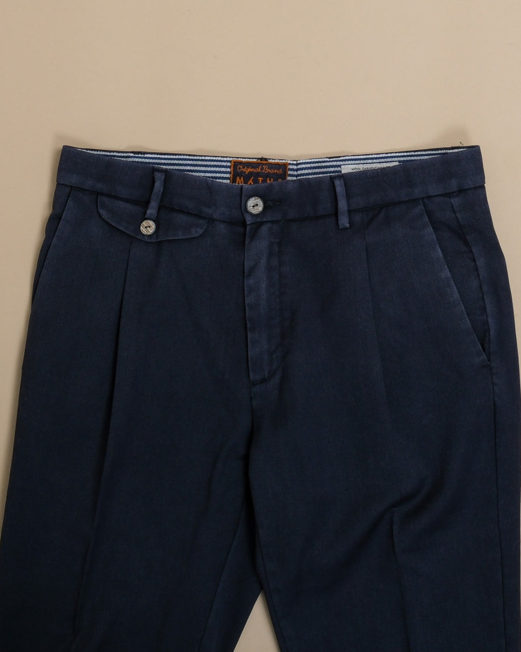 Navy Washed Wool Trousers