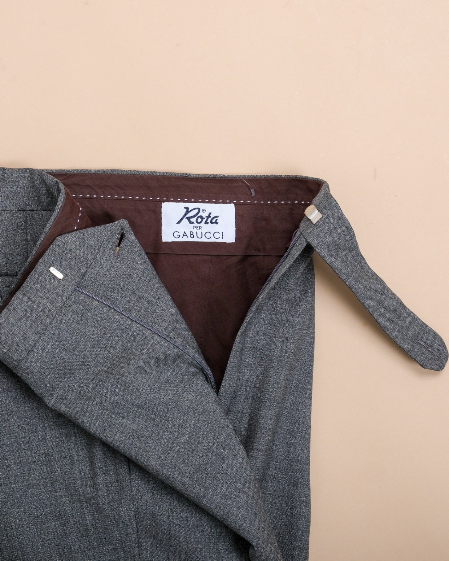 Grey High Twist Virgin Wool Trousers