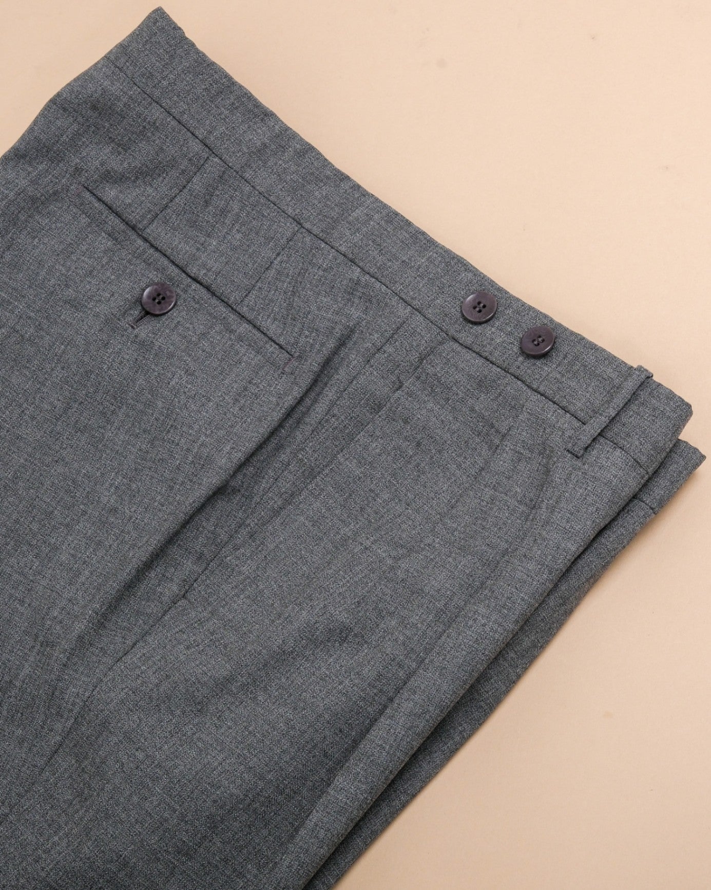 Grey High Twist Virgin Wool Trousers