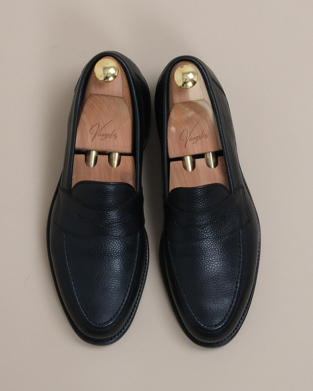 Black Grain Calf Penny Loafers