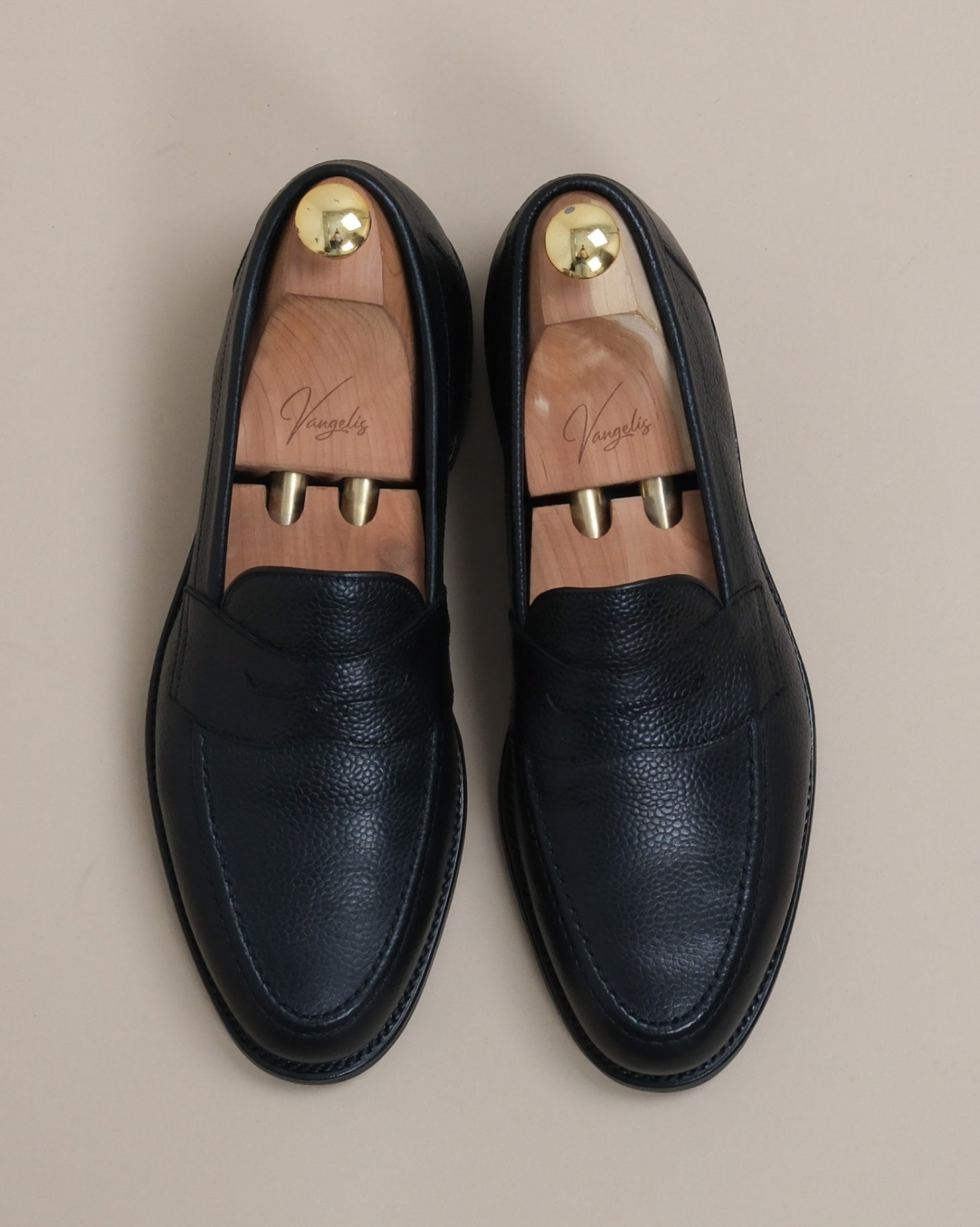 Black Grain Calf Penny Loafers
