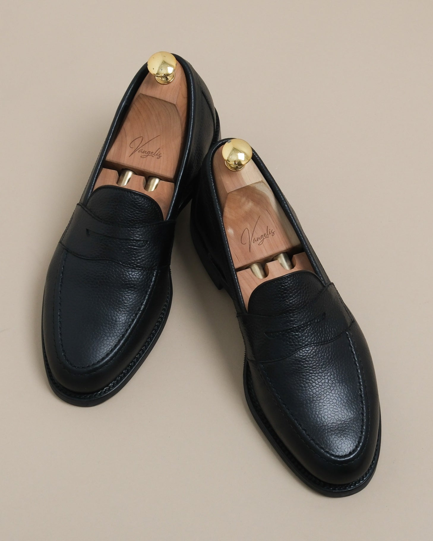 Black Grain Calf Penny Loafers