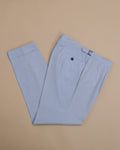 Blue Pinstripe Pleated Cotton Trousers