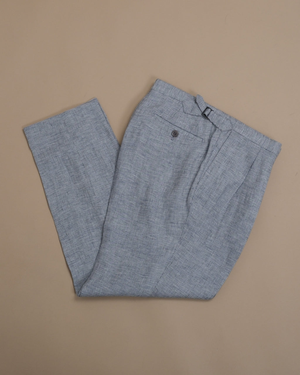 Navy/White High-Rise Linen Trousers