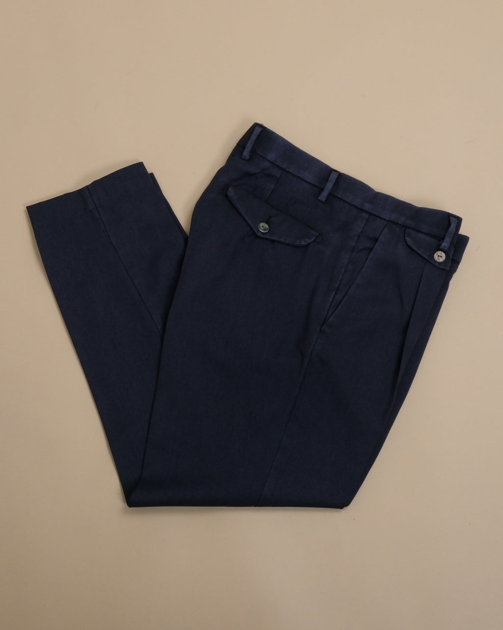 Navy Washed Wool Trousers