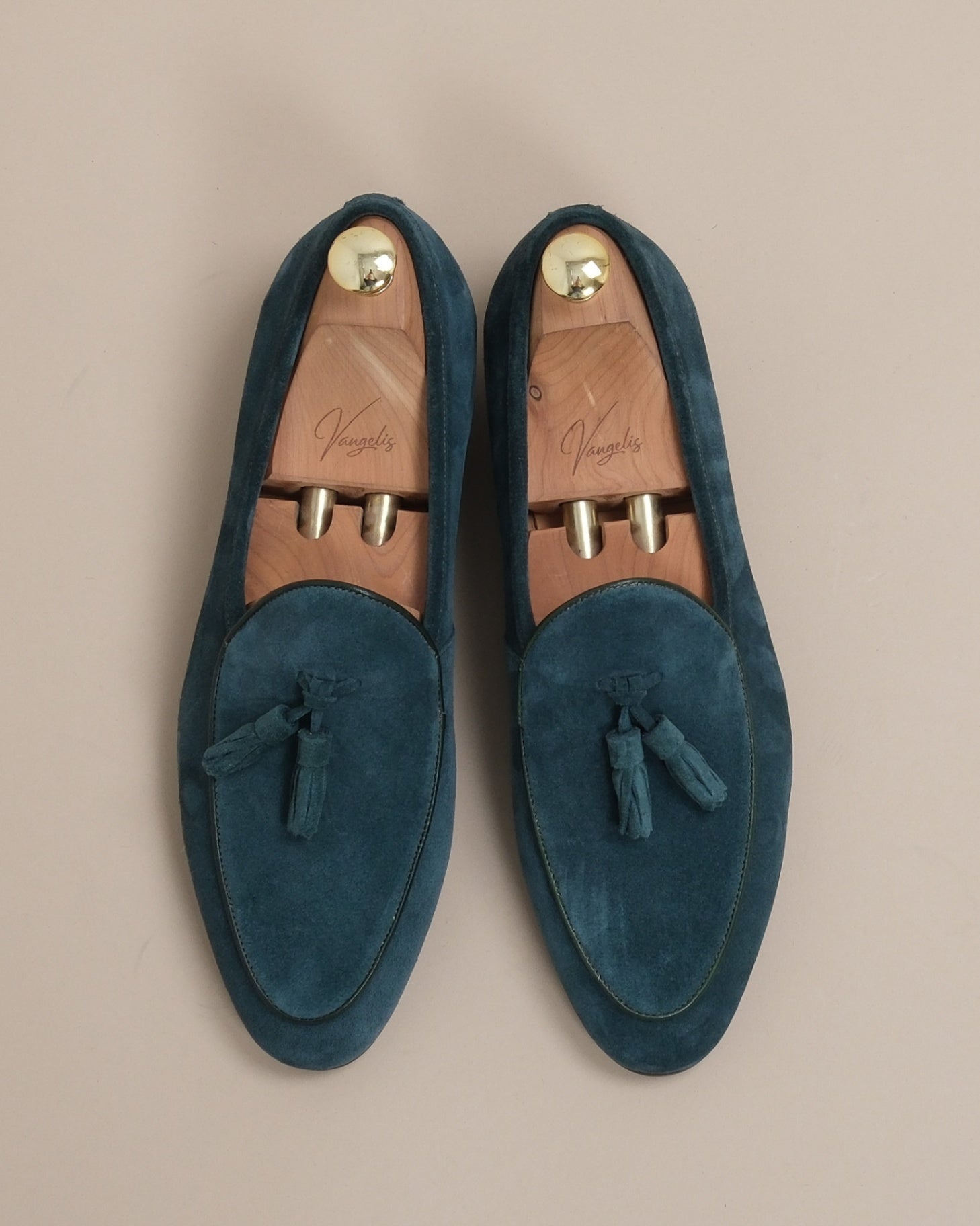 Dark Teal Suede Tassel Loafers
