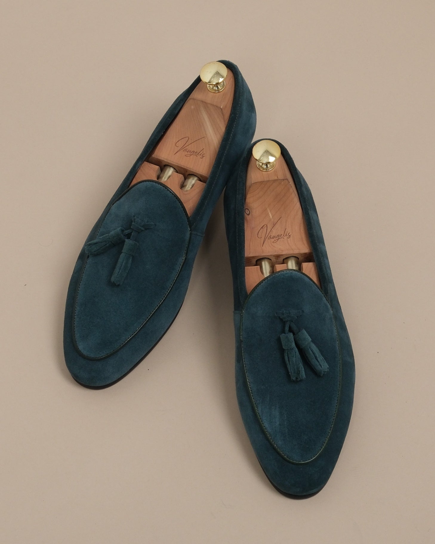 Dark Teal Suede Tassel Loafers