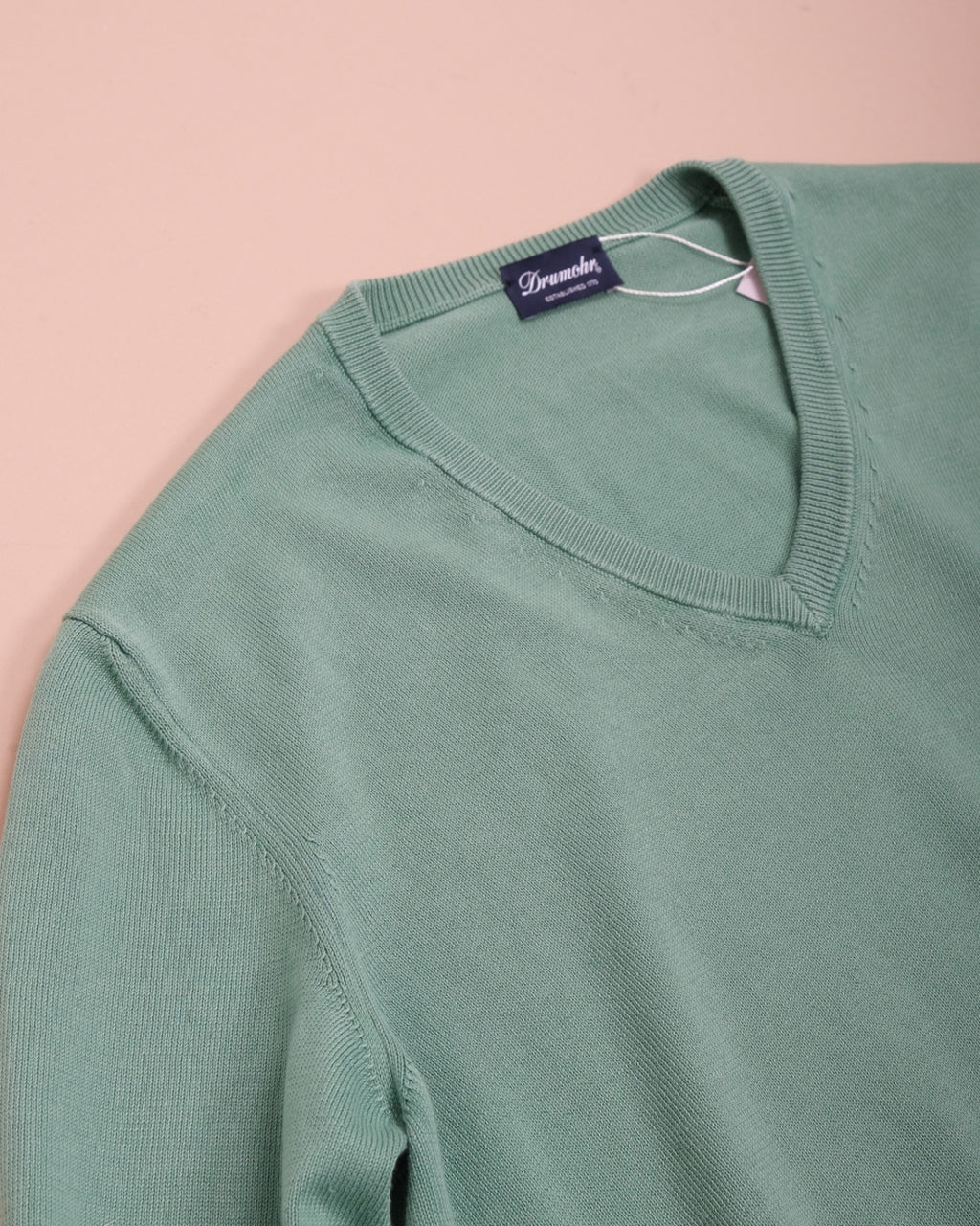 Green Cotton V-Neck Sweater